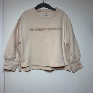 The Sunday Collective Kids Pink Tint Sweatshirt Pullover Logo Size 4Y‎
